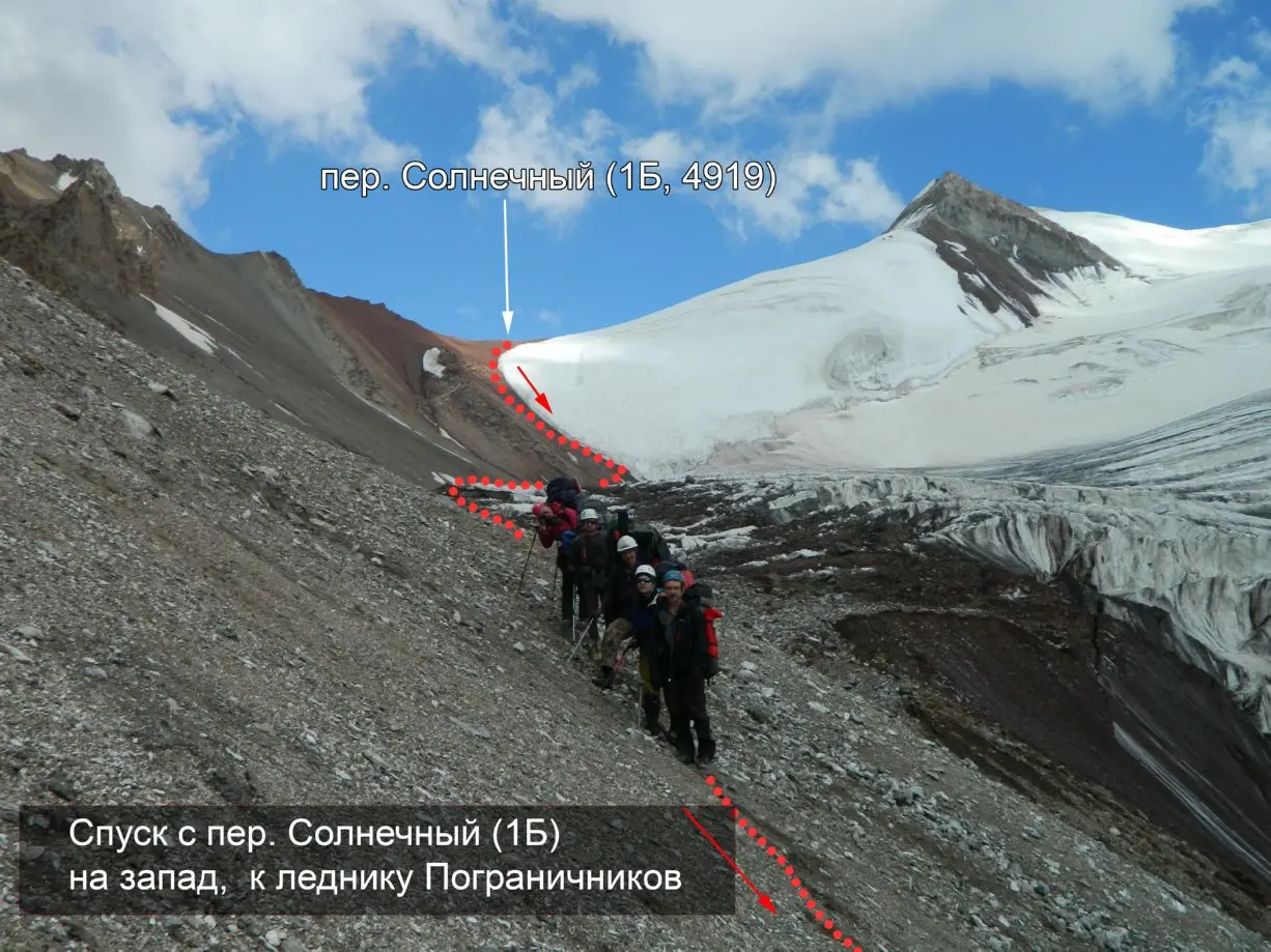 Фото 81. Спуск с пер. Солнечный (1Б) на запад, к леднику Пограничников